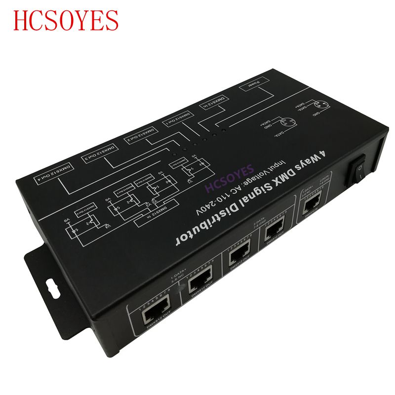 DMX124 AC100V-240V input DMX512 amplifier Splitter DMX signal repeater 4CH 4 output ports DMX signal distributor