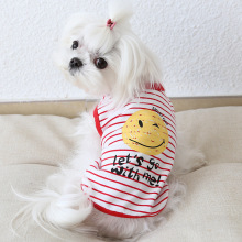 Cotton Stripe Summer Dog Vest Cute Fashion Red Blue Cooling Pet Apparel Coat Wholesale Shop Cat Accessories For Shih Tzu Pugs