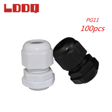 LDDQ 100pcs Nylon Plastic Waterproof Cable Gland PG11 for 5-10mm Cable Black and White Optional Cable Connector Joints Promotion
