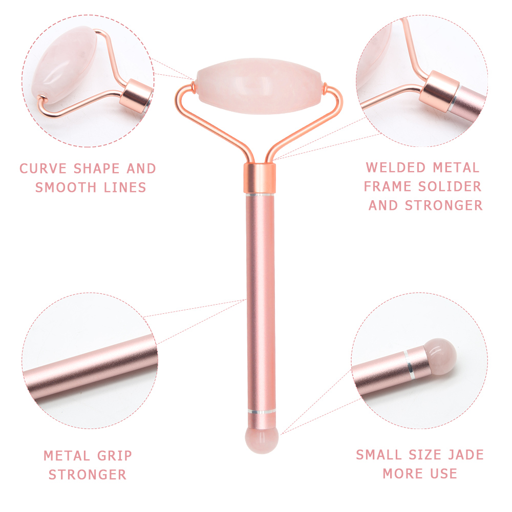 Rose Quartz Roller Slimming Face Massager Lifting Tool Natural Jade Facial Massage Roller Stone Skin Beauty Care Set Gift Box