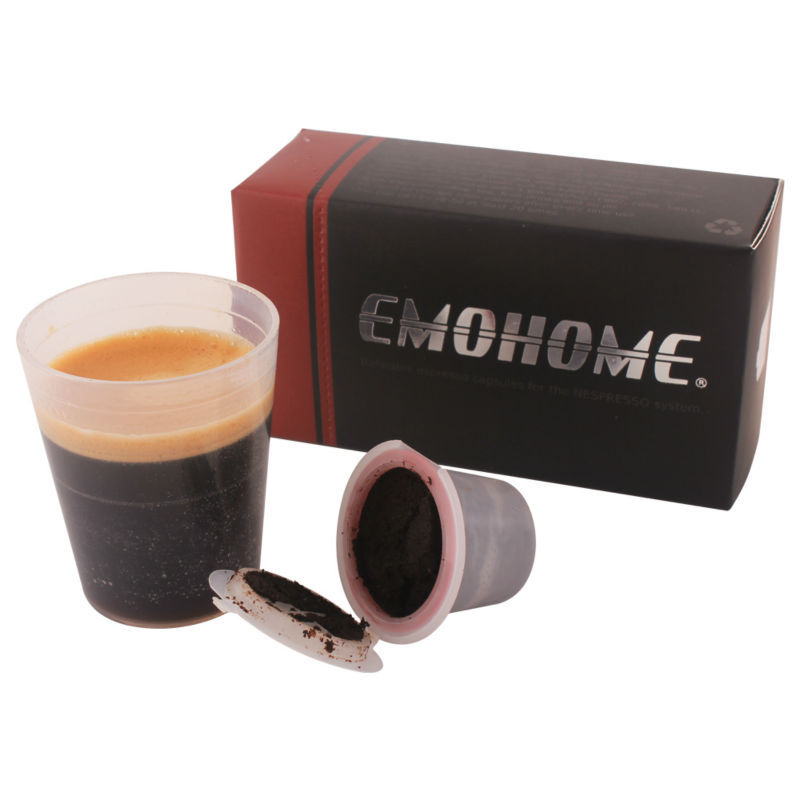 EMOHOME 5/10pcs Refillable Nespresso Coffee Capsule Pod Reusable Compatible Nespresso Machines Retail, Not Machine