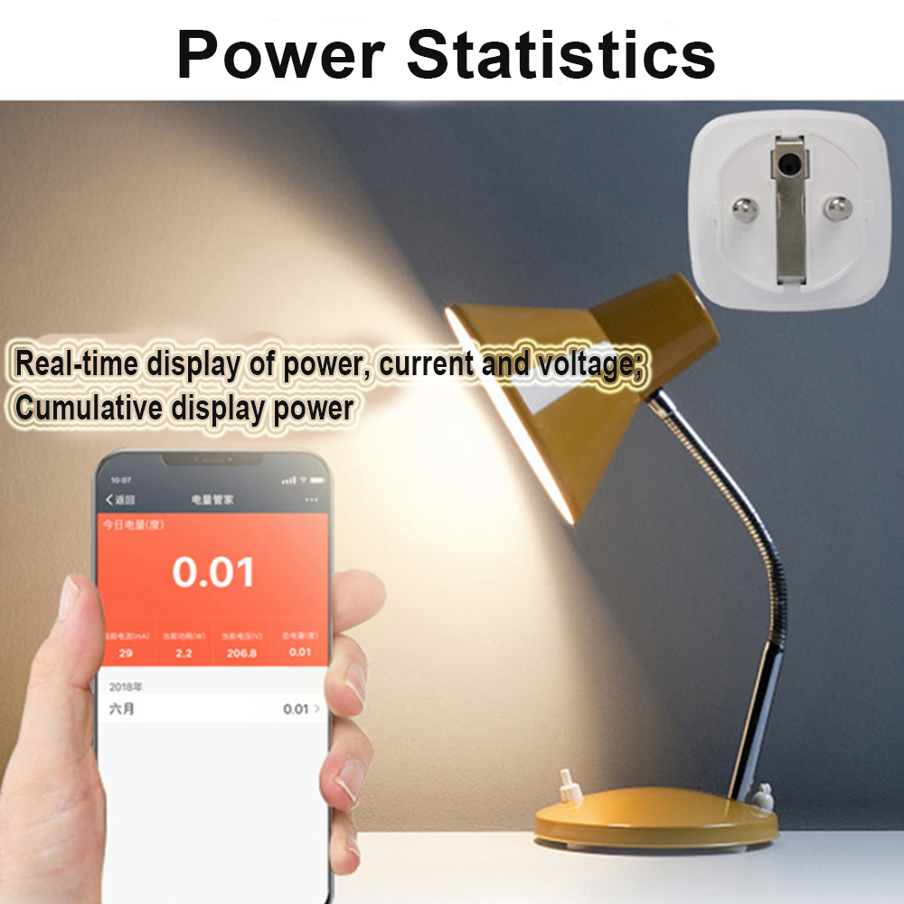 WiFi Smart Plug EU Adaptor Wireless Remote Voice Control Power Energy Monitor Outlet Timer Socket for Alexa Google Home