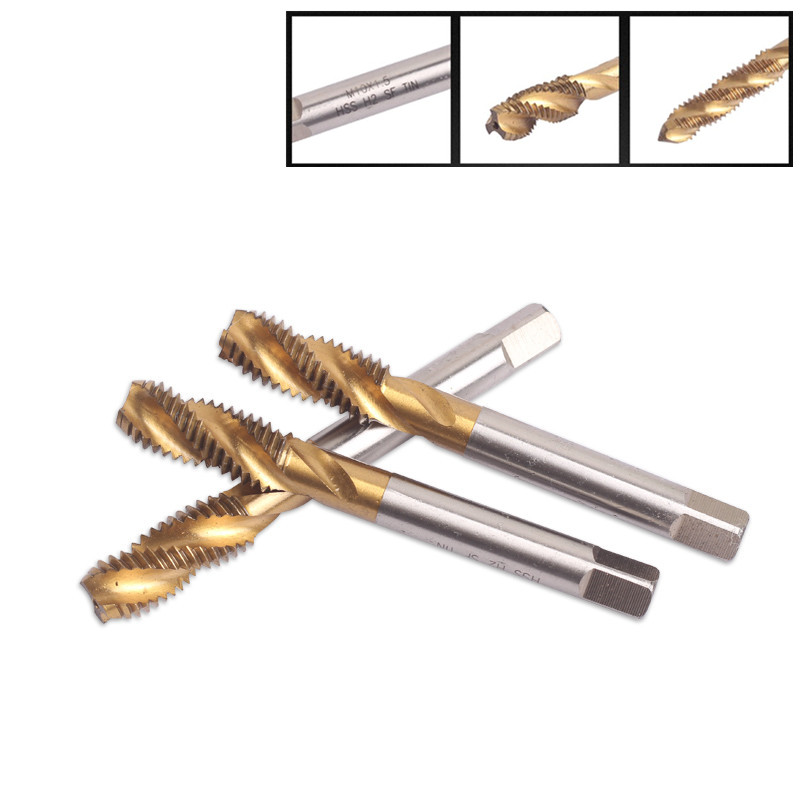 Spiral Flute Metric Thread Taps Straight Flute Machine Screw And Die Plug Set Machine Tap For HSS With Coating Titanium Material