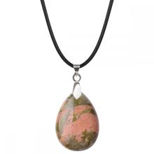 Unakite 25x35mm Teardrop Pendant Necklace women Men