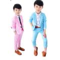 Fashion Boys suit pink blue Casual Tuxedos Kids Solid Formal Wedding boys Suit Blazers set Kids baby boys Suit 2pcs (pant+coat)