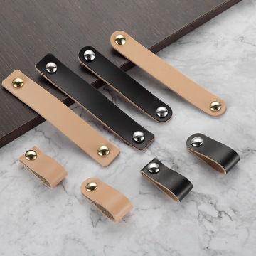 KK&FING 1PC Modern Soft Leather Cabinet Handles Minimalist Cupboard Door Knobs Dresser Drawer Pulls Furniture Handle Hardware