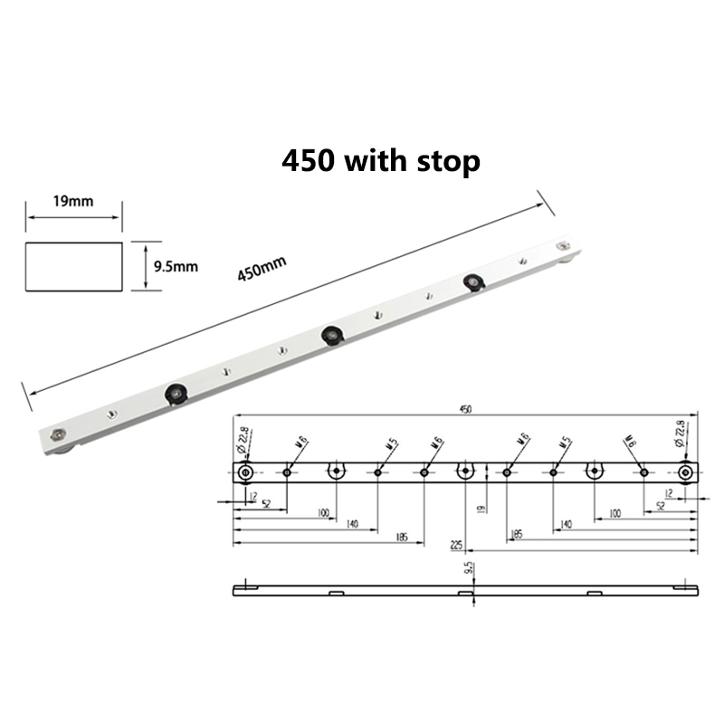 300/450/650mm Miter Bar Aluminum Alloy Slider Table Saw Gauge Rod Woodworking Tools Suitable For T-Slot And T-Track