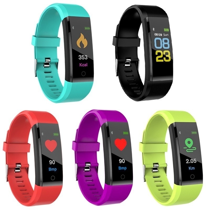 115 Plus Smart Watch Wristband Blood Pressure Smart Bracelet With Strap Fitness Tracker Heart Rate Monitor Smartwatch Men Women