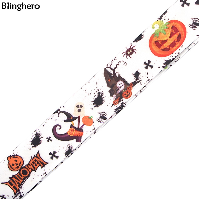 Blinghero Cool Halloween Lanyard For keys Phone Pumpkin Cat Print Lanyard Straps ID Card Holder Hang Ropes for Friends BH0343