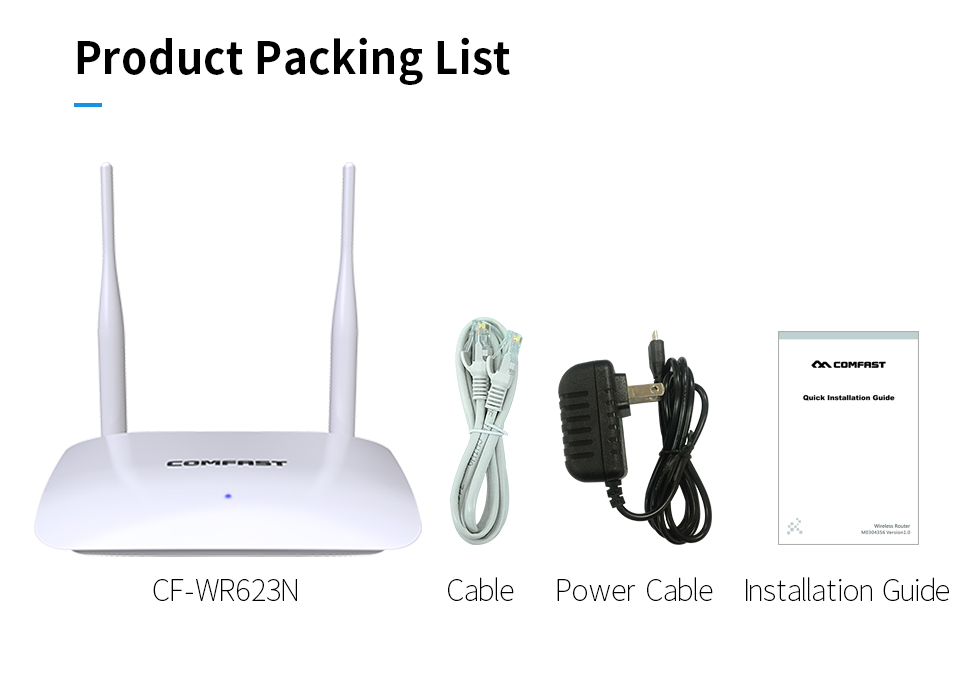 COMFAST CF-WR623N 300Mbps 2.4GHz Strong Signal coverage for 120 square metersWireless Home Router With 2*5dBi External Antennas