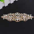 1 Pair handmade crystal brilliant applique with stone tassel silver rhinestone applique trim for bridal wedding belt DIY sewing