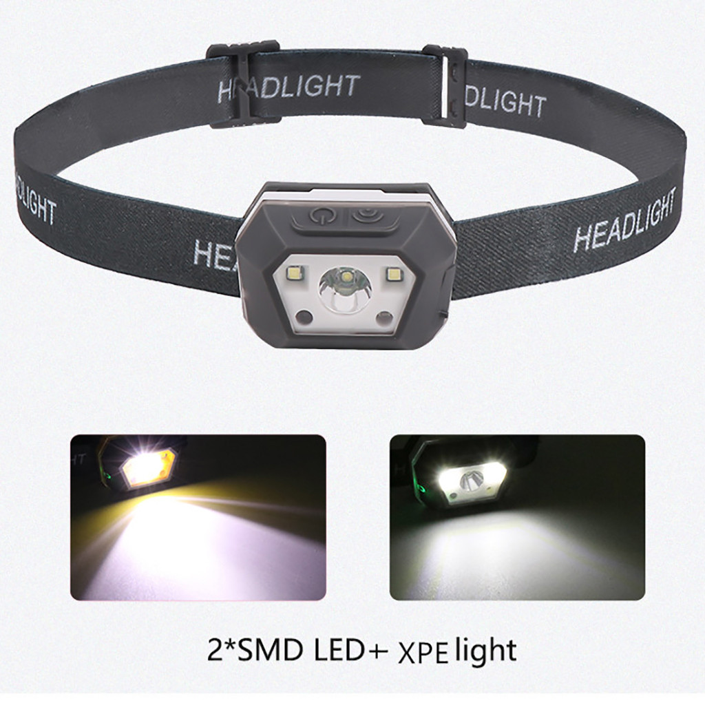 LED Headlamp USB Rechargeable Head Lamp Bright Fish Head Torch Headlight Sensory Switch Waterproof Outdoor Headlamp