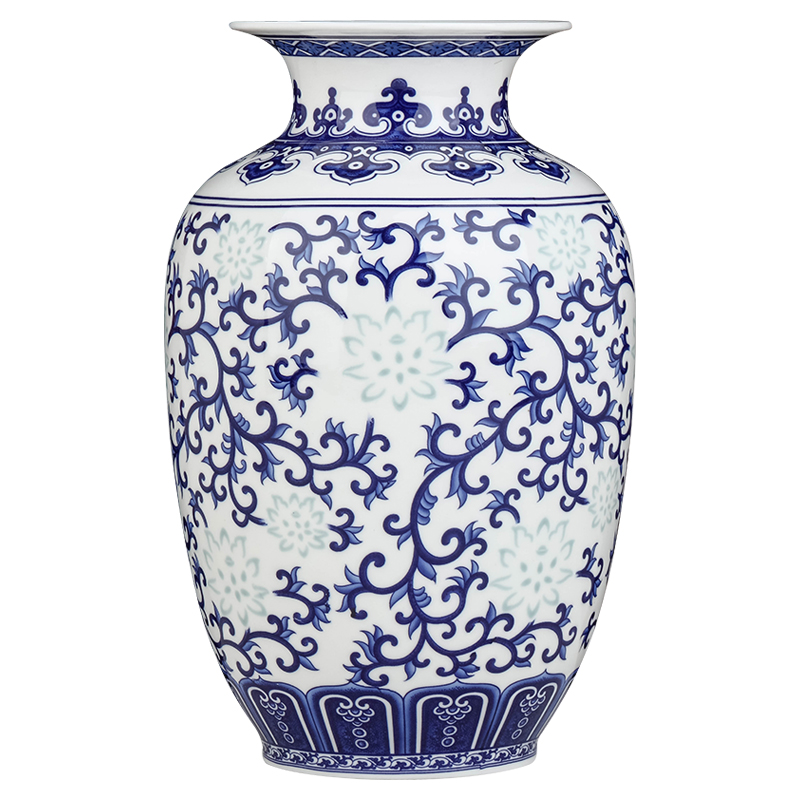 Jingdezhen Rice-pattern Porcelain Chinese Vase Antique Blue-and-white Bone China Decorated Ceramic Vase