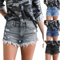 short femme women's shorts Women's Shredded Tassel Denim Summer Pocket Shorts Jeans denim shorts for women ropa de mujer