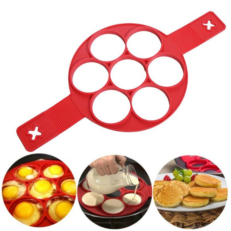 Reusable Silicone Egg Pancake Maker Kitchen Baking Non-stick Fried Egg Rings Mold Muffins Cooking Shaper