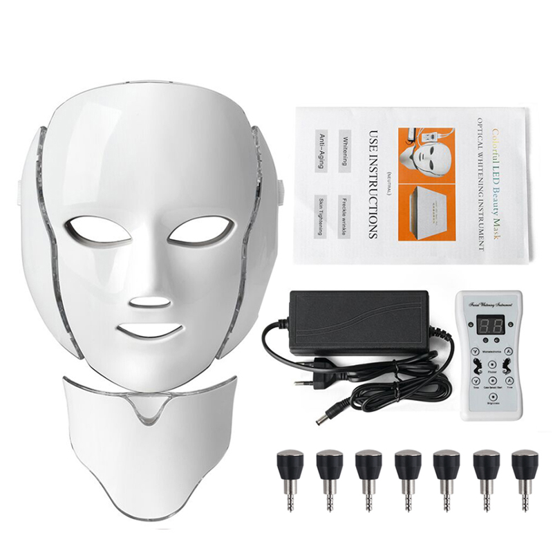 7 Colors Led Light Facial Neck Beauty Mask Skin Rejuvenation Acne Therapy SPA Tighten Device Anti Wrinkle Microcurrent Care