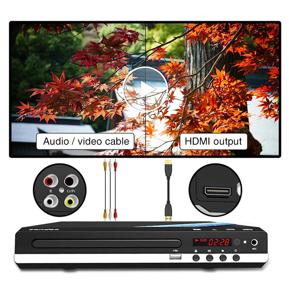 Remote Control MIC Input CD DVD Player With Cable USB For TV Home Portable LED Display Player DVD MP3 3D Playback