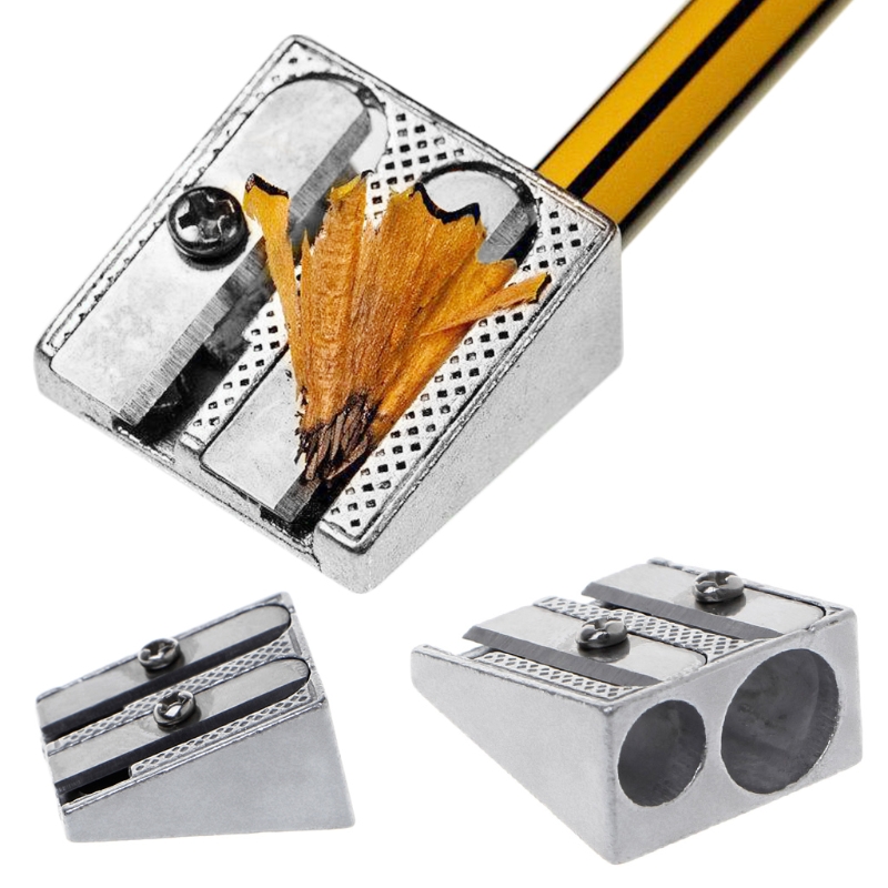 Metal Bevelled Double Hole Pencil Sharpener School Office Sharpener Stationery