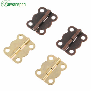 bowarepro 10Pcs 16*13mm Antique Cabinet Hinges Furniture Accessories Jewelry Boxes Small Hinge Furniture Fittings For Cupboard