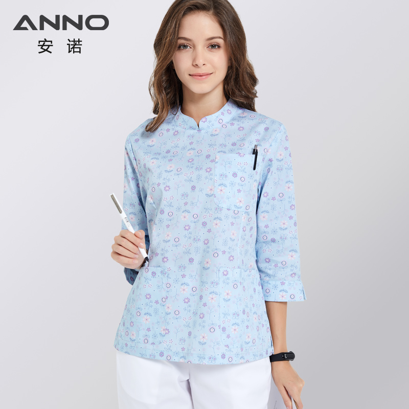 ANNO Hospital Staff Scrubs Half Sleeve Nursing Uniform for Female Dental Clinic Supplies Nurse Women Work Uniforms Shirt