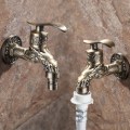 1Pcs Antique Bronze/Red/Gold Carved Water Tap Wall Mount Golden Faucet Washing Machine Faucet Garden Bathroom Bibcock Taps