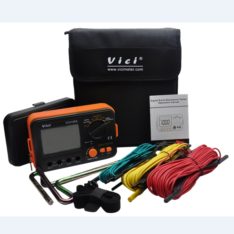 LCD Digital Earth Resistance Tester Ground Resistance Voltage Meter Lightning Rod Measuring Instrument Tools VICI VC4105A