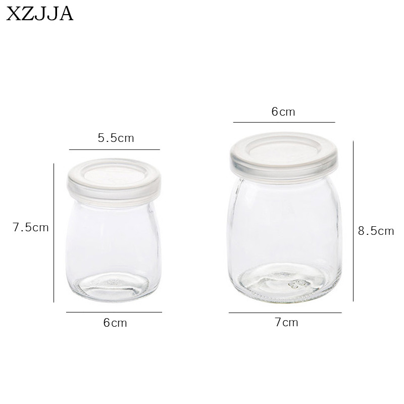 XZJJA 100/200ml Portable Household Lucency Yogurt Bottle Party Mousse Jelly Pudding Cup Drinking Milk Glass Bottle Seasoning Jar