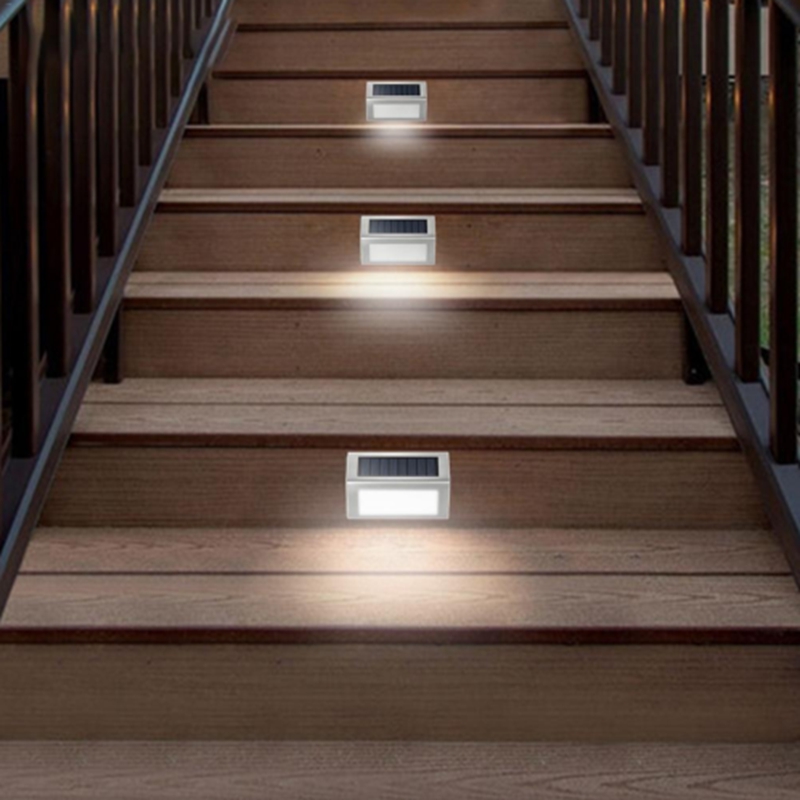 10pcs Solar Power Sensor Wall lamps 3 LED stair light Garden Step Stair Deck Lights Lamp Waterproof Outdoor Emergency Lighting