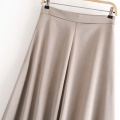 Wixra Womens Satin Skirts A-Line High Waist Solid Bottoms Elegant Mid-Calf Streetwear For Ladies Summer Autumn Hot