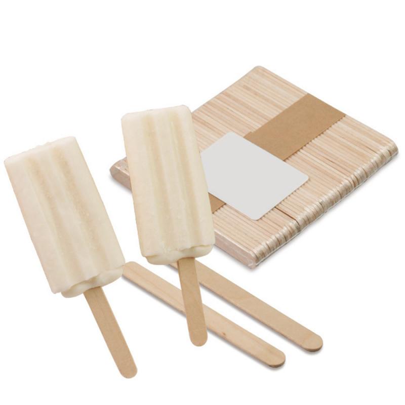 50Pcs Natural Wooden Popsicle Stick DIY Kids Hand Crafts Art Ice Cream Lolly Cake Tools Eco-friendly Household Ice Cream Tools
