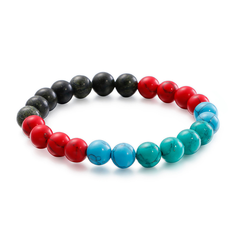 Couple Bracelet Natural Curbstone Stone 8 mm Beaded Strand Bracelets For Men Women Red Blue Pine Yoga Jewelry