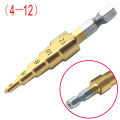 3-12mm 4-12mm 4-20mm Step Cone Drill Bit Hole Cutter Dint Tool Hex Shank Step Drills shank Coated Metal Drill Bit