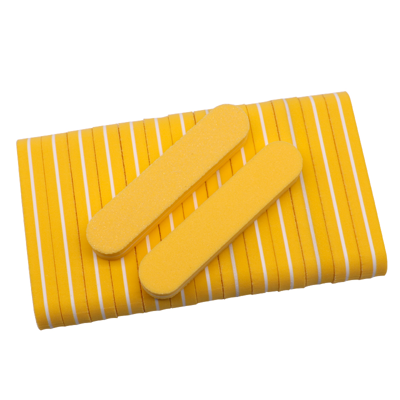 200 Pcs Double-sided Mini Nail File Blocks Yellow Sponge 100/180 Nail Polish Sanding Buffer Strips Polishing Manicure Tools