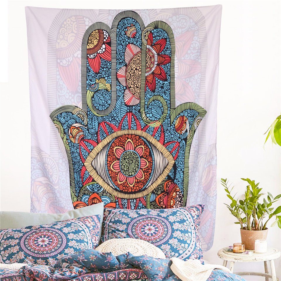 BeddingOutlet Hamsa Hand Tapestry Mandala Floral Wall Hanging Tapestry for Home Psychedelic Bedspread Art Carpet 2 Sizes