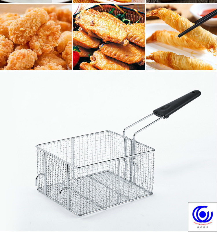 14 Frying basket commercial stainless steel net square encrypted French fries frame filtering screens round Colanders Strainers