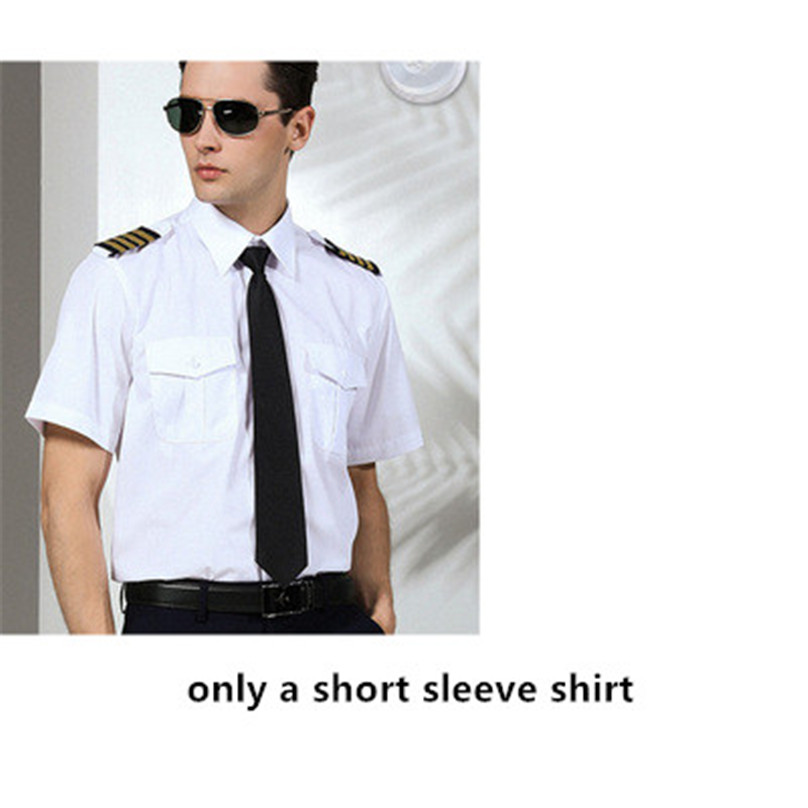Captain Navy Costume Air Force White Shirt Male Nightclub Aviation Airline Pilot Flight Attendant Uniform For Officer Cosplay