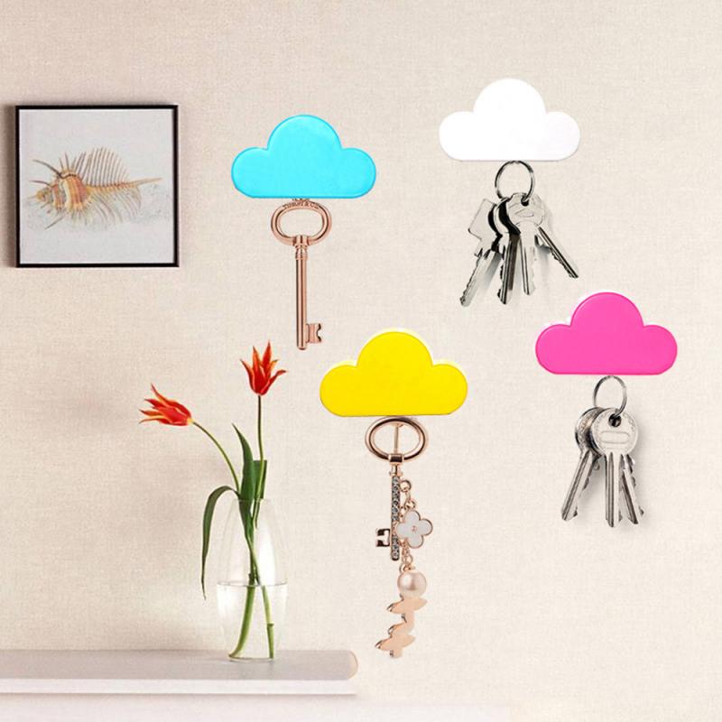 White Cloud Shape Key Holder Creative Home Storage Holder Hanger Magnetic Magnet Keychain Holder Wall Decor Gift Magnetic Hooks