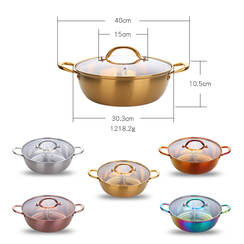 Hot Pot Twin Divided Stainless Steel Double-flavor Hot Pot Cooking Tool Single-Layer Compatible Soup Stock Pots Kitchen Utensils