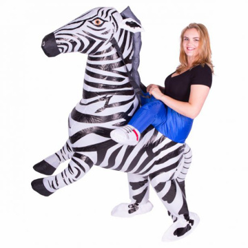 Zebra Inflatable Cosplay Costumes for Adult Ride on Animal Novelty Toys Halloween Christmas Carnival Party Pinto Fancy Dress UP