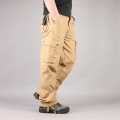 Thoshine Brand Men Casual Cargo Pants Straight 90% Cotton Many Pockets Outdoor Safari Style Trousers Loose Oversize Plus Size