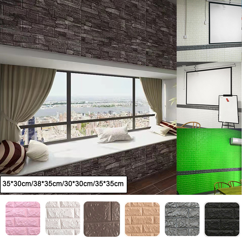 3D Brick Wall Stickers DIY Wall Panels For Kitchen Decoration Self-Adhesive Waterproof Wallpaper For Kids Room Sticker Brick
