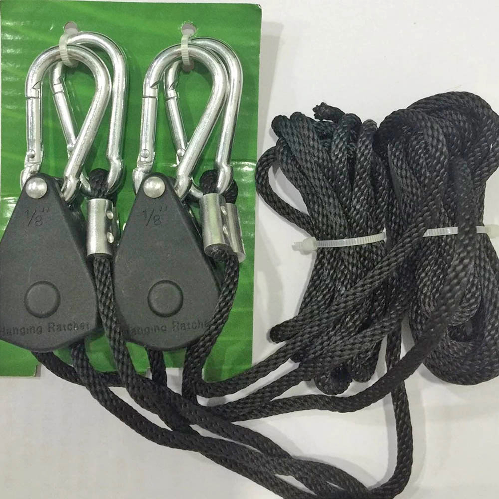 2Pcs 1/8 Inch Heavy Duty Adjustable Grow Light Ratchet Rope Hanger For Grow Light Fixtures Gardening