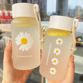 500ml Small Daisy Transparent Plastic Water Bottles BPA Free Creative Frosted Water Bottle With Portable Rope Travel Tea Cup