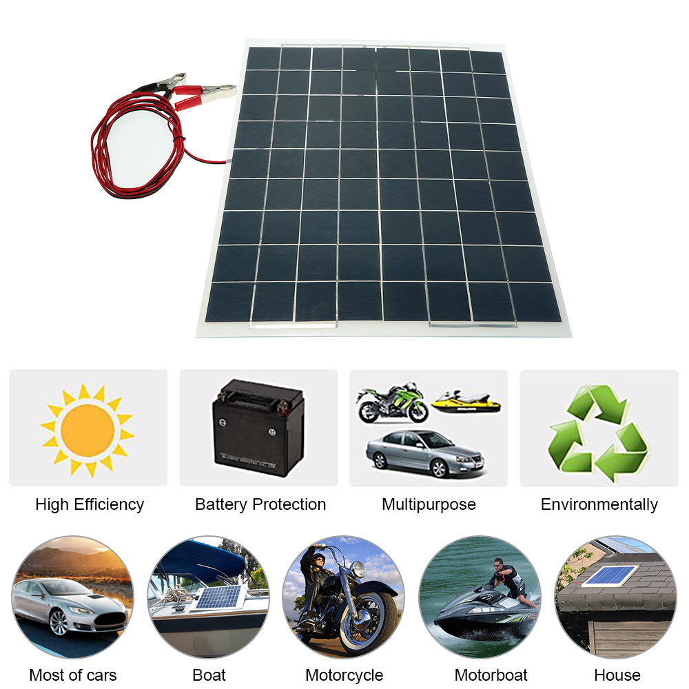 Solar Panel 60W 12V Semi Flexible Solar Panel Device Battery Charger Electrical Equipment Products Solar Equipment Solar Panel