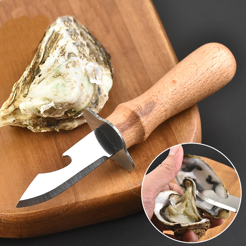 stainless steel wooden handle Oyster open Oyster Knife Bottle opener Seafood opener tool Kitchen tools