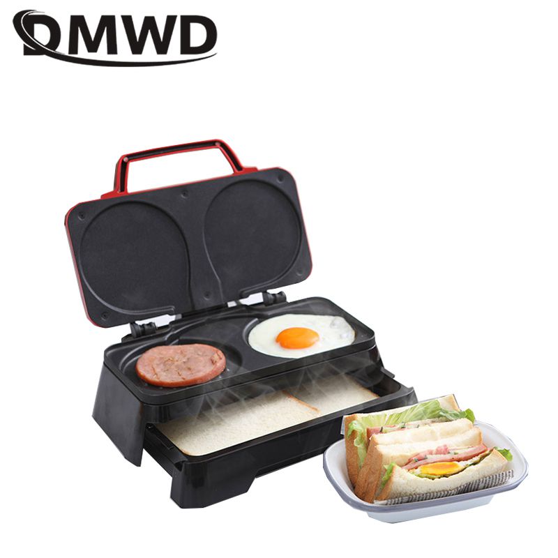 DMWD 3 In 1 Multifunction Breakfast Maker 220V Egg Sandwich Hamburger Maker Hotdog Ham Sausage Bread Toaster Non-stick Bakeware