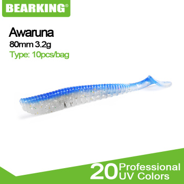 BEARKING Awaruna 80mm 3.2g 10pcs/bag Soft Lures Artificial Lures Fishing Worm Silicone Bass Pike Minnow Swimbait Jigging Bait