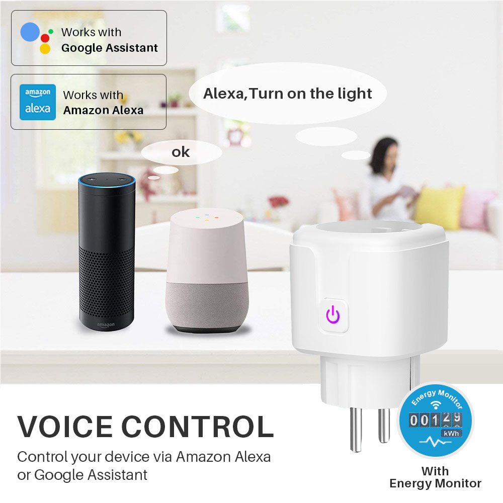 Wifi Smart Plug Socket EU 16A Power Monitor Timing Function Smart Life APP Control Work With Alexa Google Assistant 100-240V