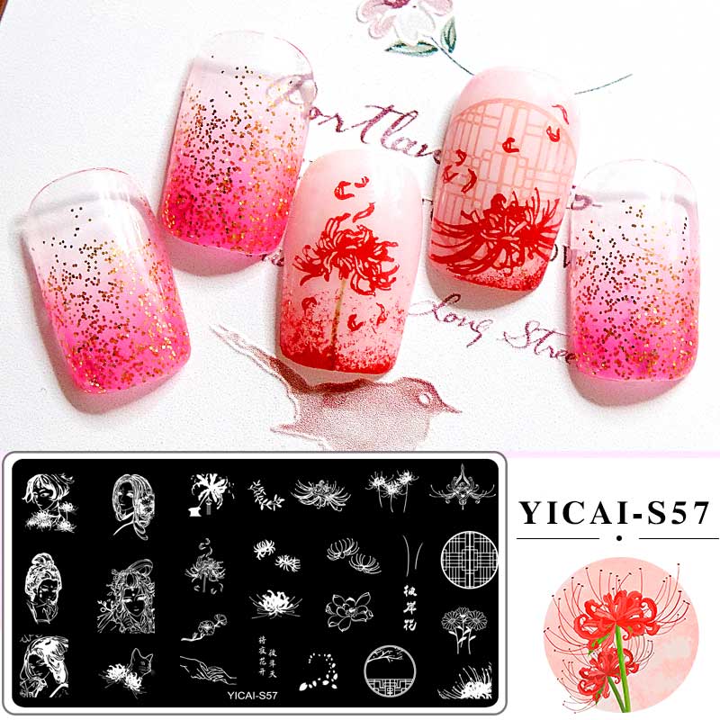 Nail Stamping Plate Chinese Style Design Drawing Rectangle Template Nail Art Image Stamp Stencil Print Tools