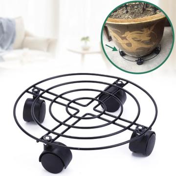 # Round Flower Plant Pot Tray Wrought Iron 4 Wheels Heavy Planter Flowers Pot Mover Trolley Plate Stand Holder Home Garden Decor